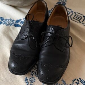 Vintage Manolo Blahnik Black Leather Brogue Loafers